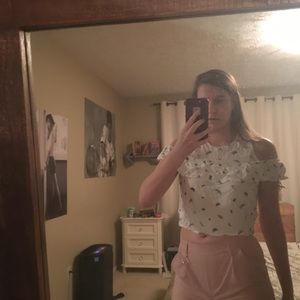 Off the Shoulder Bug Print Crop Top